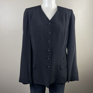 Vintage Due Per Due Womens Size 8 Black Blazer  Silk  Feminine